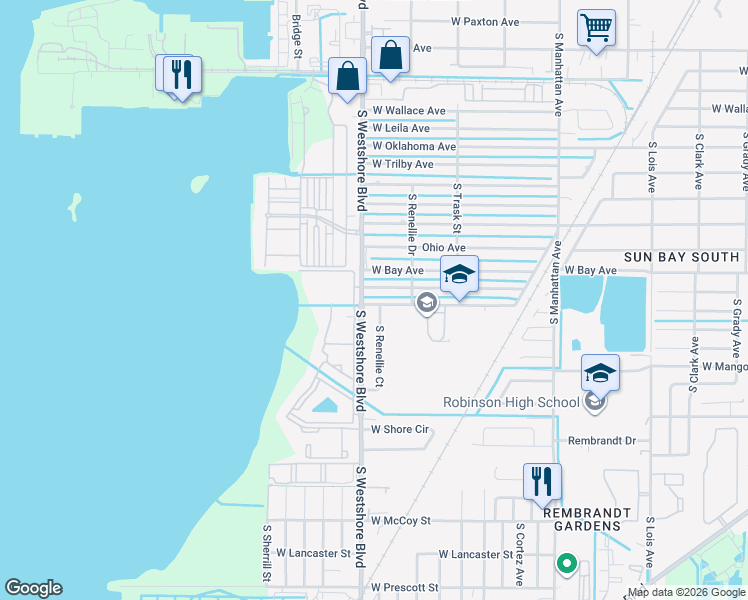 map of restaurants, bars, coffee shops, grocery stores, and more near 6301 Lookout Pointe Apartments Circle in Tampa