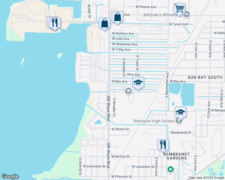 map of restaurants, bars, coffee shops, grocery stores, and more near 6301 Lookout Pointe Apartments Circle in Tampa