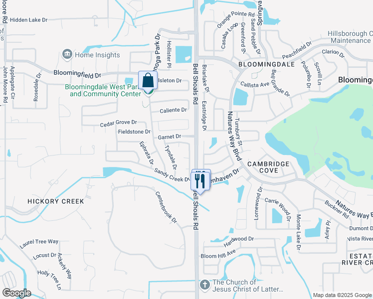 map of restaurants, bars, coffee shops, grocery stores, and more near 701 Brinton Court in Brandon
