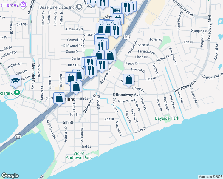 map of restaurants, bars, coffee shops, grocery stores, and more near 109 Park Place in Portland