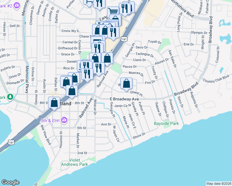 map of restaurants, bars, coffee shops, grocery stores, and more near 109 Park Place in Portland
