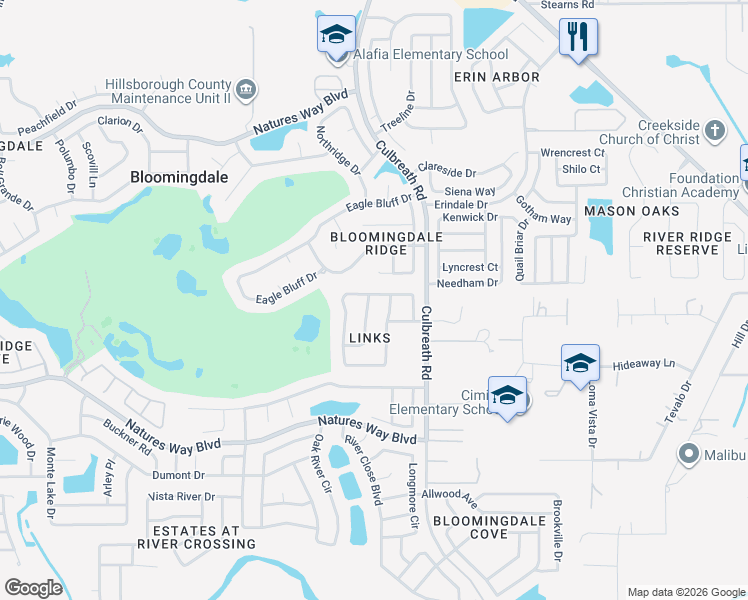 map of restaurants, bars, coffee shops, grocery stores, and more near 4514 Swift Circle in Valrico