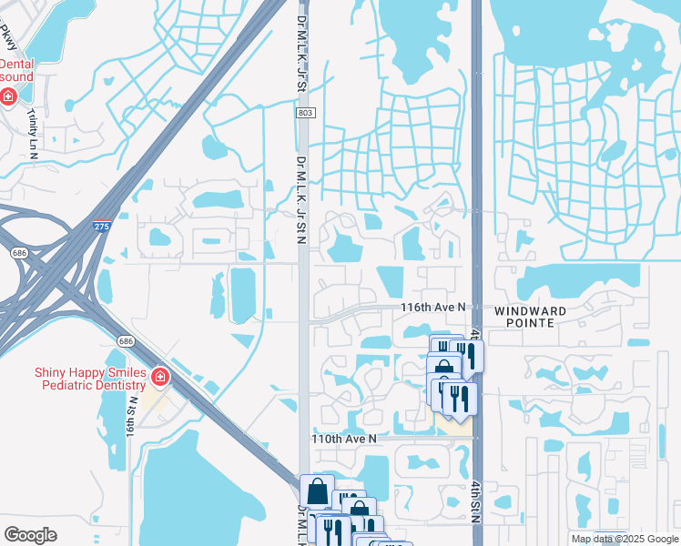 map of restaurants, bars, coffee shops, grocery stores, and more near 11772 8th Lane North in St. Petersburg