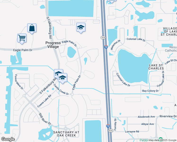 map of restaurants, bars, coffee shops, grocery stores, and more near 8948 Indigo Trail Loop in Riverview