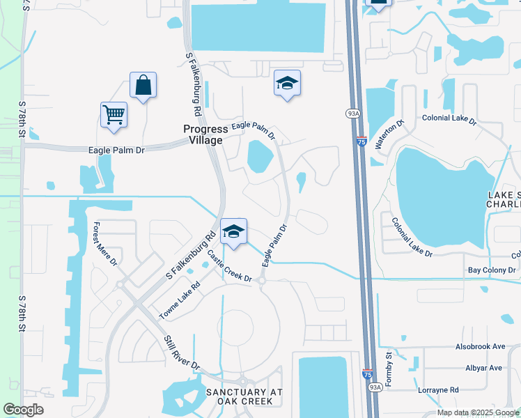 map of restaurants, bars, coffee shops, grocery stores, and more near 6962 Breezy Palm Drive in Riverview