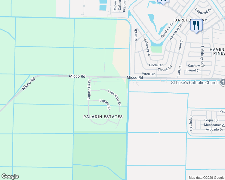 map of restaurants, bars, coffee shops, grocery stores, and more near 4338 Lago Vista Dr in Micco