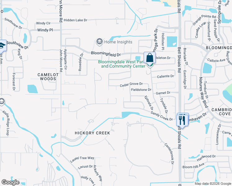 map of restaurants, bars, coffee shops, grocery stores, and more near 4107 Fallon Court in Brandon