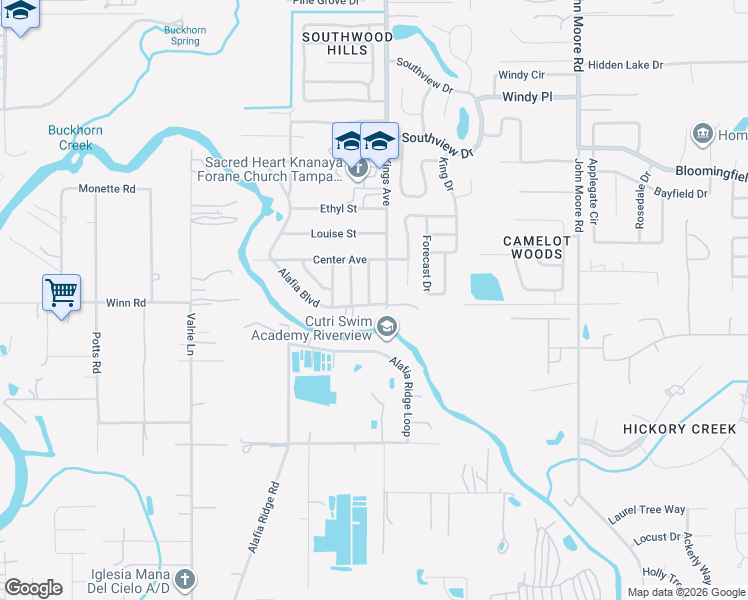 map of restaurants, bars, coffee shops, grocery stores, and more near 4117 Maywood Dr in Brandon