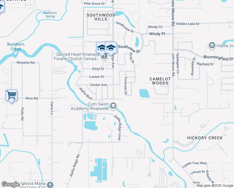 map of restaurants, bars, coffee shops, grocery stores, and more near 664 Breezeway Court in Brandon