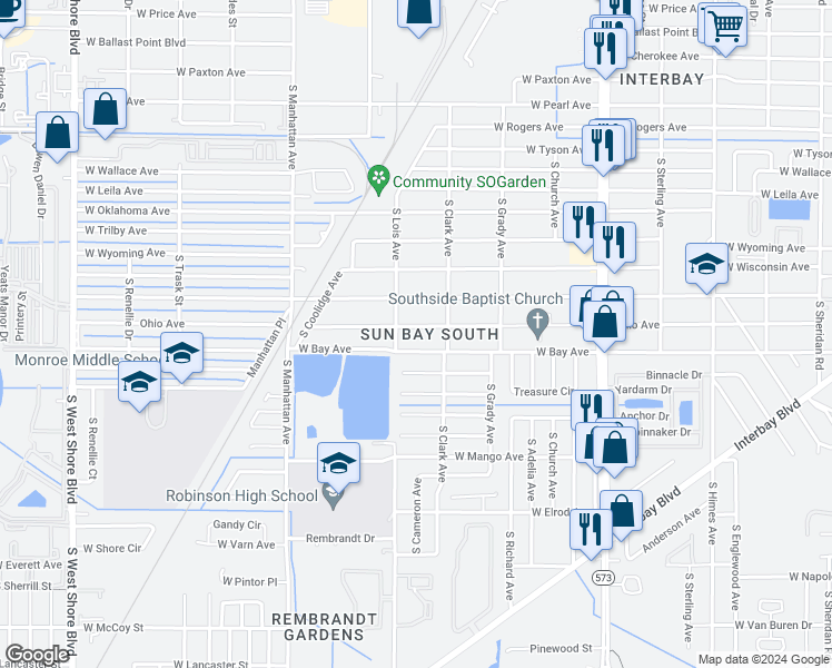 map of restaurants, bars, coffee shops, grocery stores, and more near 4112 Ohio Avenue in Tampa