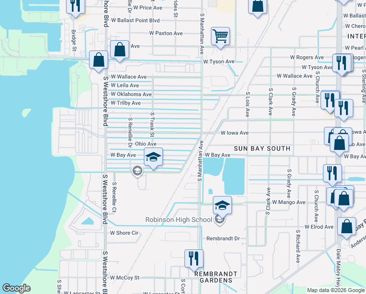 map of restaurants, bars, coffee shops, grocery stores, and more near 4405 Ohio Avenue in Tampa