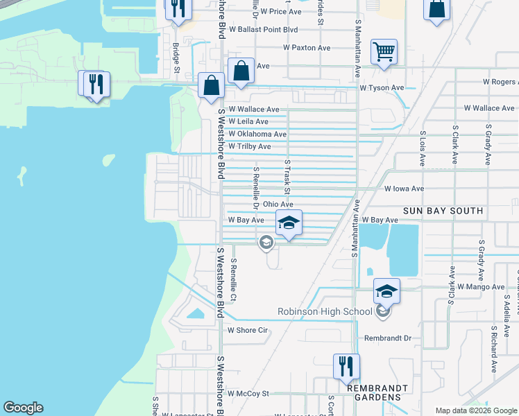 map of restaurants, bars, coffee shops, grocery stores, and more near 4716 Ohio Avenue in Tampa