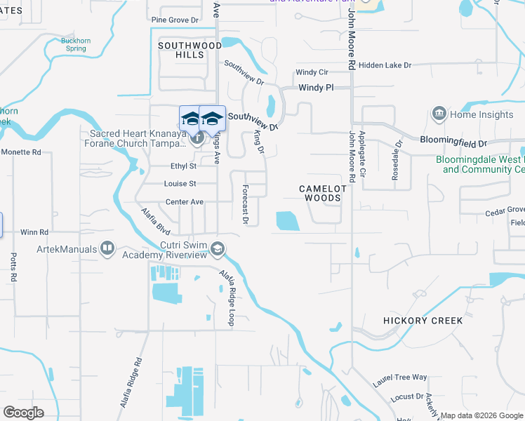 map of restaurants, bars, coffee shops, grocery stores, and more near 4006 Forecast Drive in Brandon