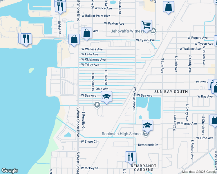 map of restaurants, bars, coffee shops, grocery stores, and more near 4437 Ohio Avenue in Tampa