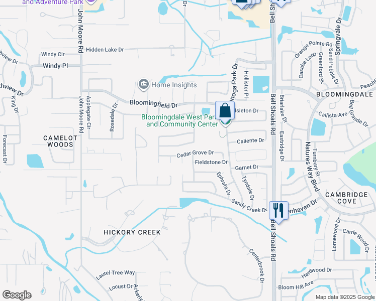 map of restaurants, bars, coffee shops, grocery stores, and more near 606 Cedar Grove Drive in Brandon