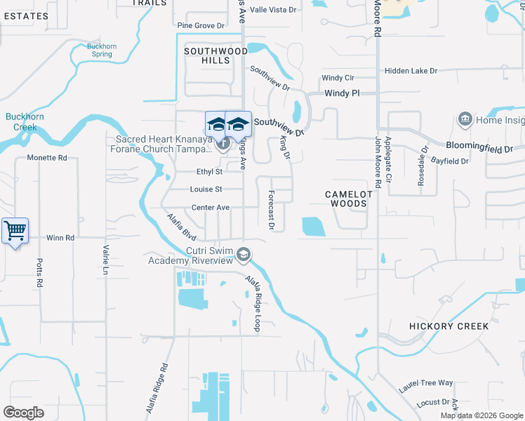 map of restaurants, bars, coffee shops, grocery stores, and more near 651 Breezeway Court in Brandon