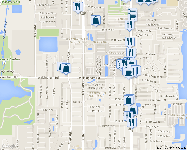 map of restaurants, bars, coffee shops, grocery stores, and more near Saint Lucie in Largo