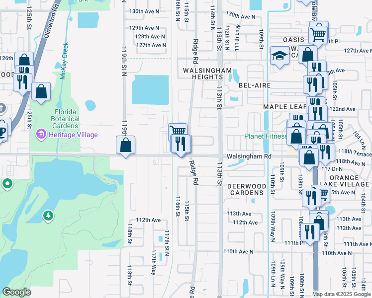 map of restaurants, bars, coffee shops, grocery stores, and more near in Pinellas County