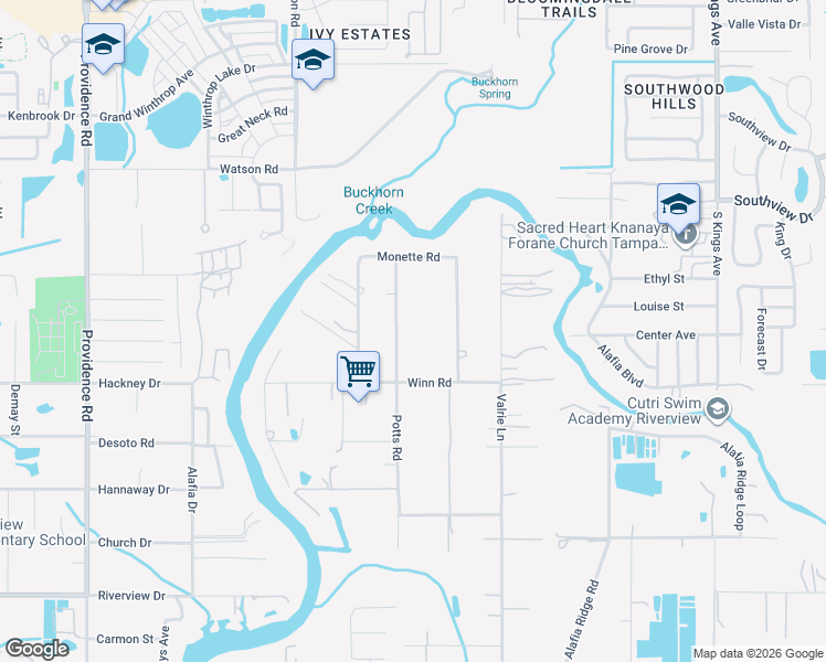 map of restaurants, bars, coffee shops, grocery stores, and more near 6909 Potts Road in Bloomingdale