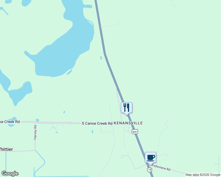 map of restaurants, bars, coffee shops, grocery stores, and more near 394 North Post Office Road in Osceola County
