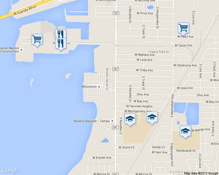 map of restaurants, bars, coffee shops, grocery stores, and more near 6012 Printery Street in Tampa