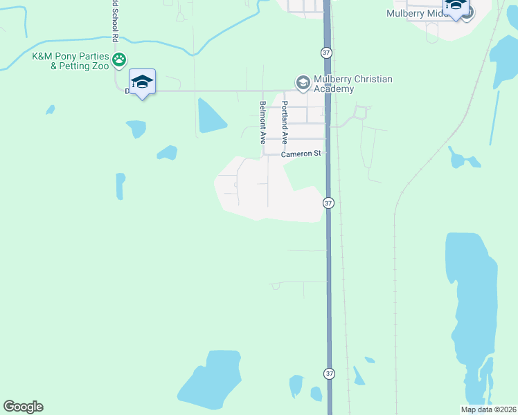 map of restaurants, bars, coffee shops, grocery stores, and more near 1715 Belmont Woods Drive in Mulberry