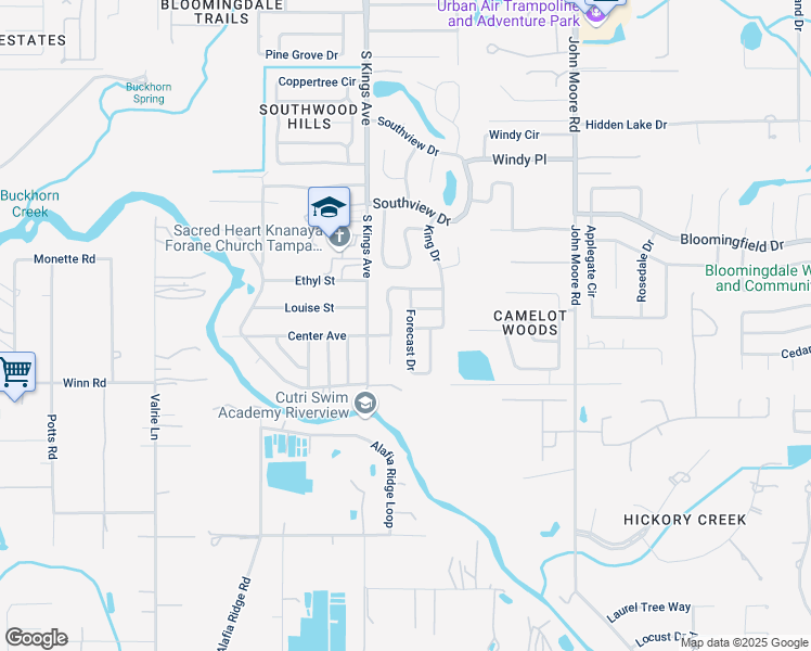 map of restaurants, bars, coffee shops, grocery stores, and more near 651 Breezeway Court in Brandon