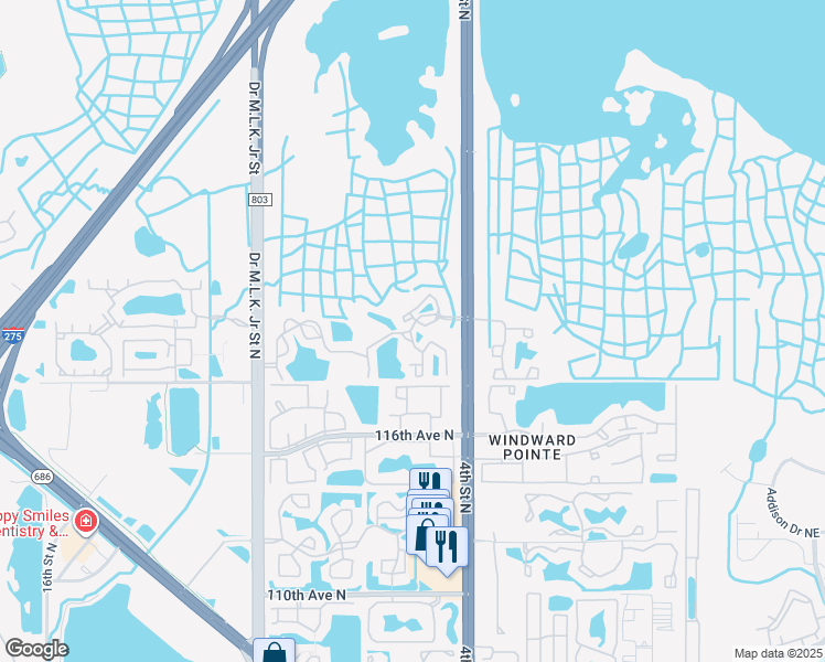map of restaurants, bars, coffee shops, grocery stores, and more near 12000 4th Street North in St. Petersburg