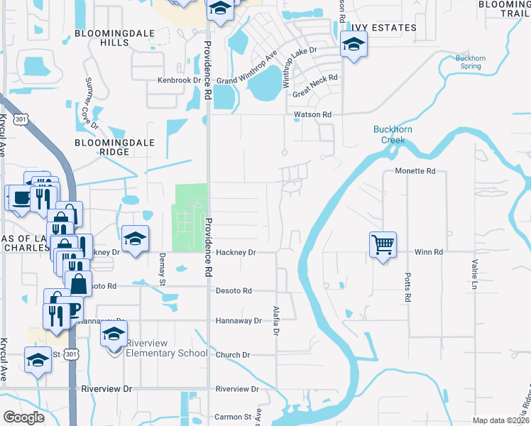 map of restaurants, bars, coffee shops, grocery stores, and more near 11130 Mahin Lane in Riverview
