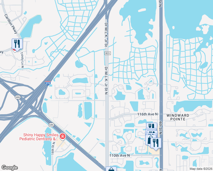map of restaurants, bars, coffee shops, grocery stores, and more near 12850 Doctor Martin Luther King Junior Street North in St. Petersburg
