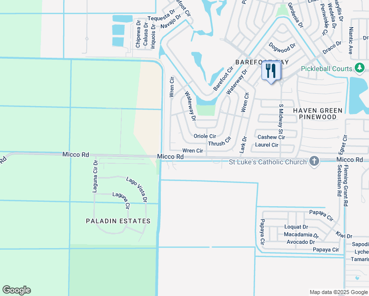 map of restaurants, bars, coffee shops, grocery stores, and more near 1014 Thrush Circle in Sebastian