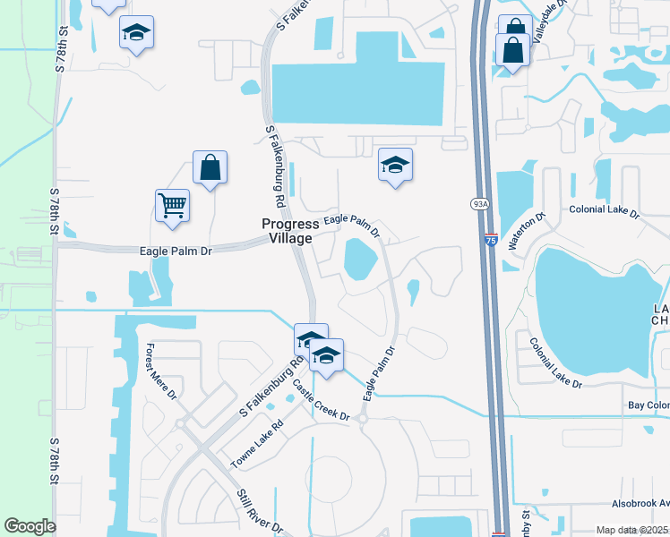 map of restaurants, bars, coffee shops, grocery stores, and more near 6733 Eagle Feather Drive in Riverview