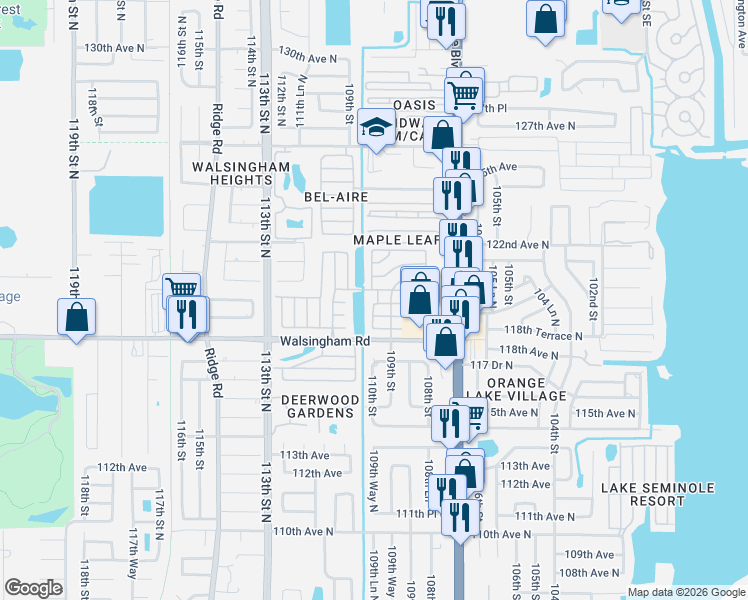 map of restaurants, bars, coffee shops, grocery stores, and more near Saint Croix in Largo