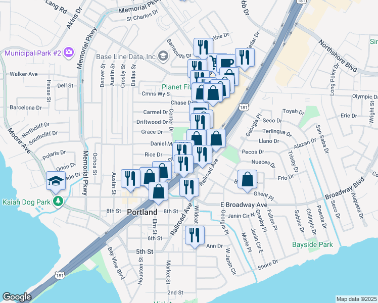 map of restaurants, bars, coffee shops, grocery stores, and more near 200 Daniel Moore Avenue in Portland