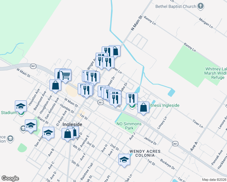 map of restaurants, bars, coffee shops, grocery stores, and more near 2984 Todd Circle in Ingleside