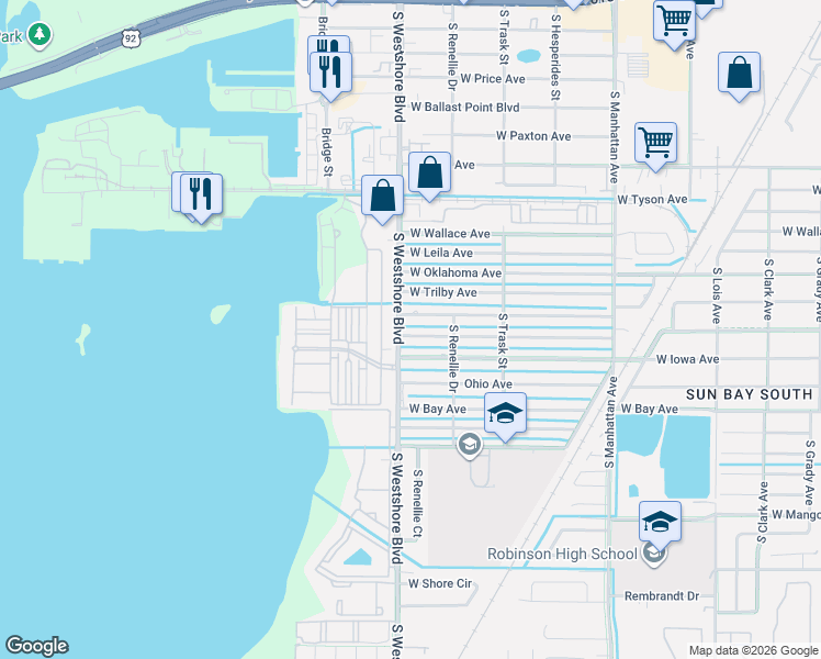 map of restaurants, bars, coffee shops, grocery stores, and more near 6117 Yeats Manor Drive in Tampa