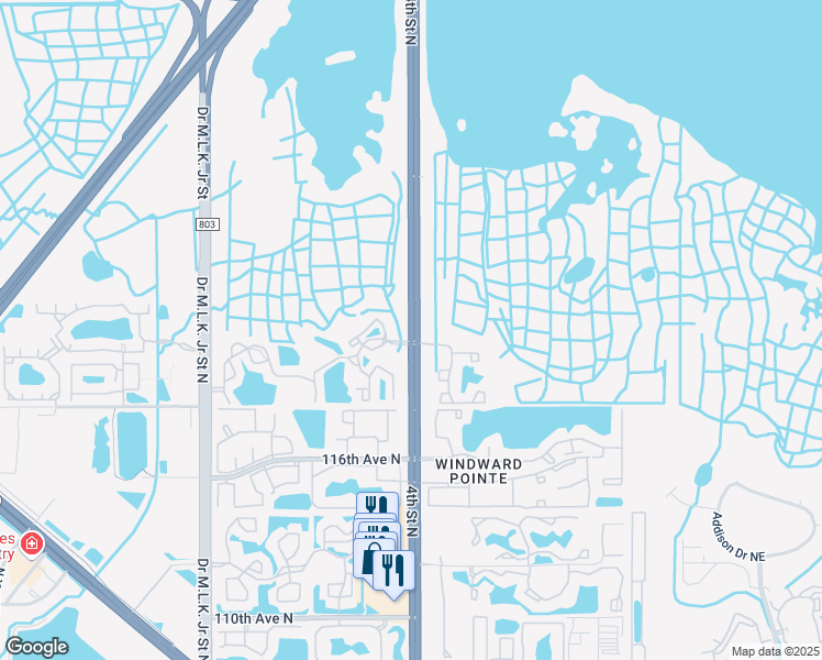 map of restaurants, bars, coffee shops, grocery stores, and more near 12000 4th Street North in St. Petersburg