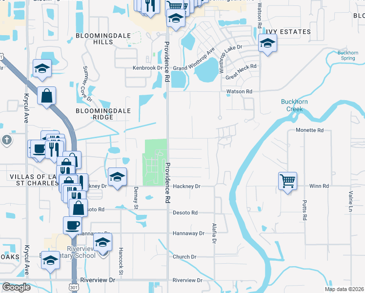 map of restaurants, bars, coffee shops, grocery stores, and more near 11114 Roberts Lane in Riverview