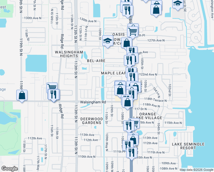 map of restaurants, bars, coffee shops, grocery stores, and more near Saint Croix in Largo