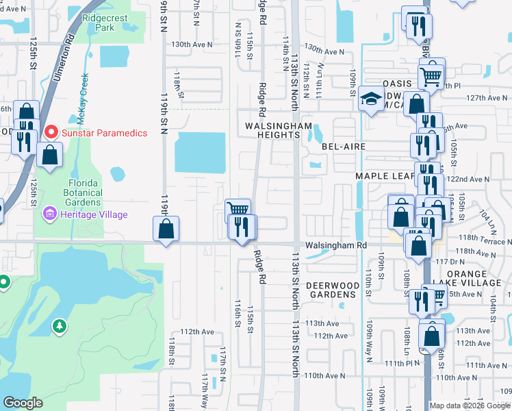 map of restaurants, bars, coffee shops, grocery stores, and more near 11608 Anchor Way in Largo