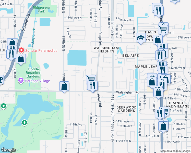 map of restaurants, bars, coffee shops, grocery stores, and more near 11608 Anchor Way in Largo
