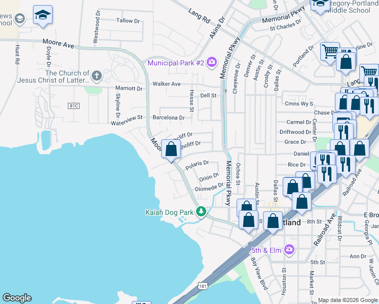 map of restaurants, bars, coffee shops, grocery stores, and more near 1010 Starlite Drive in Portland