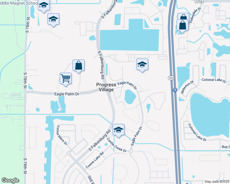 map of restaurants, bars, coffee shops, grocery stores, and more near 6764 Breezy Palm Drive in Riverview