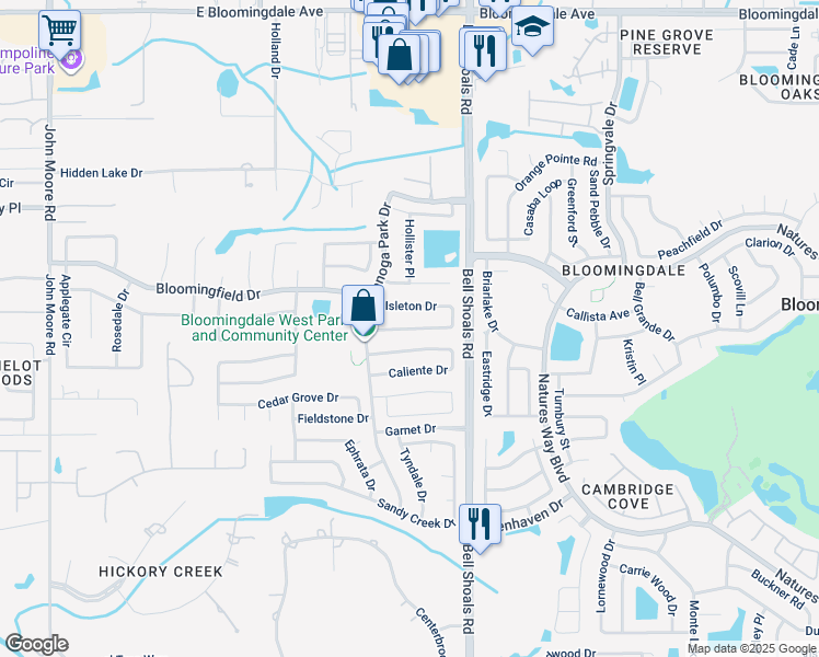 map of restaurants, bars, coffee shops, grocery stores, and more near 752 Isleton Drive in Brandon