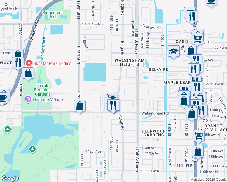 map of restaurants, bars, coffee shops, grocery stores, and more near 12101 Anchor Way in Largo