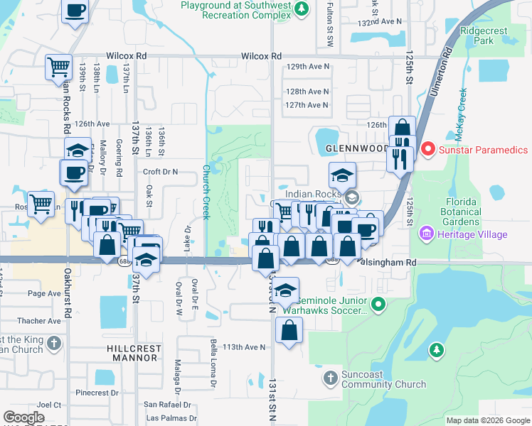 map of restaurants, bars, coffee shops, grocery stores, and more near 12200 Vonn Road in Largo