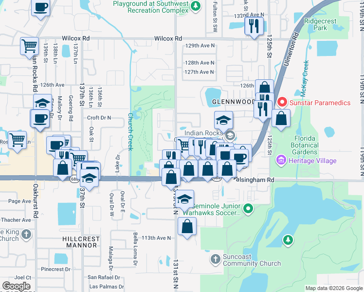 map of restaurants, bars, coffee shops, grocery stores, and more near 12121 Vonn Road in Largo