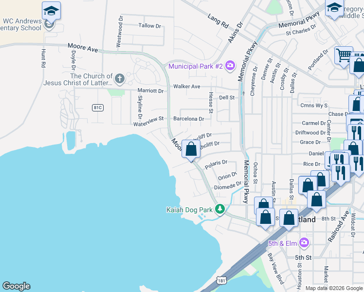 map of restaurants, bars, coffee shops, grocery stores, and more near 1404 Moore Avenue in Portland