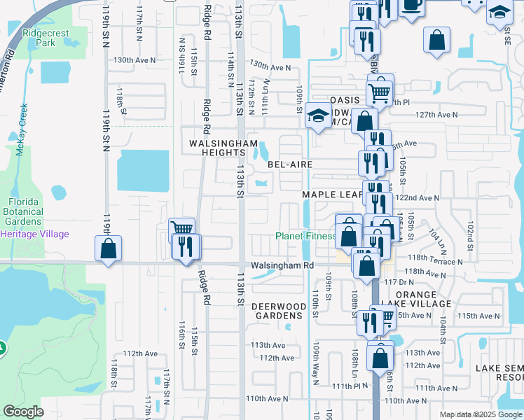 map of restaurants, bars, coffee shops, grocery stores, and more near in Largo