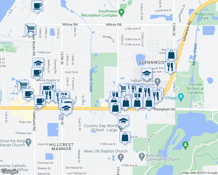 map of restaurants, bars, coffee shops, grocery stores, and more near 12200 Vonn Road in Largo